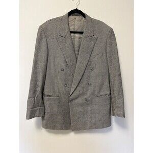 Ermenegildo Zegna Wool-Cashmere Italy double breasted Houndstooth 54R READ